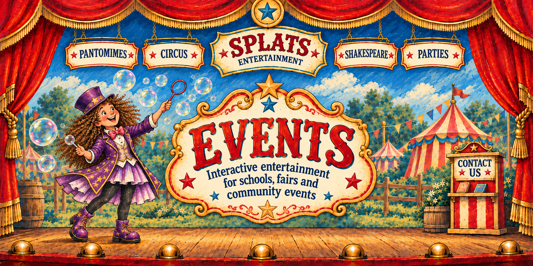 Festivals and Events — SPLATS hand-painted vintage theatre illustration