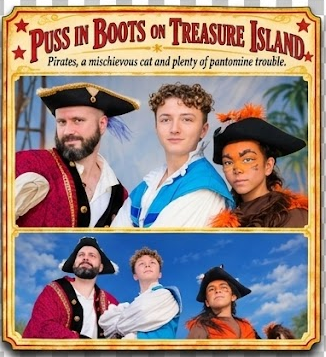 Puss in Boots on Treasure Island — original theatre photographs with the illustrated show heading