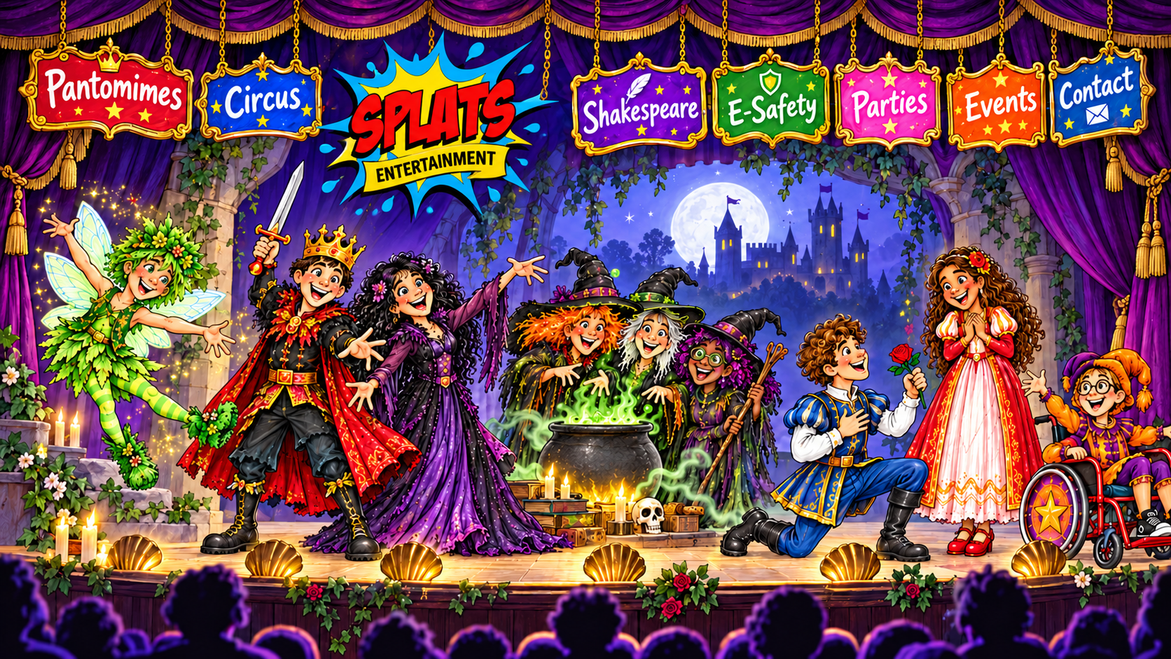 SPLATS Shakespeare Shows illustrated theatrical artwork