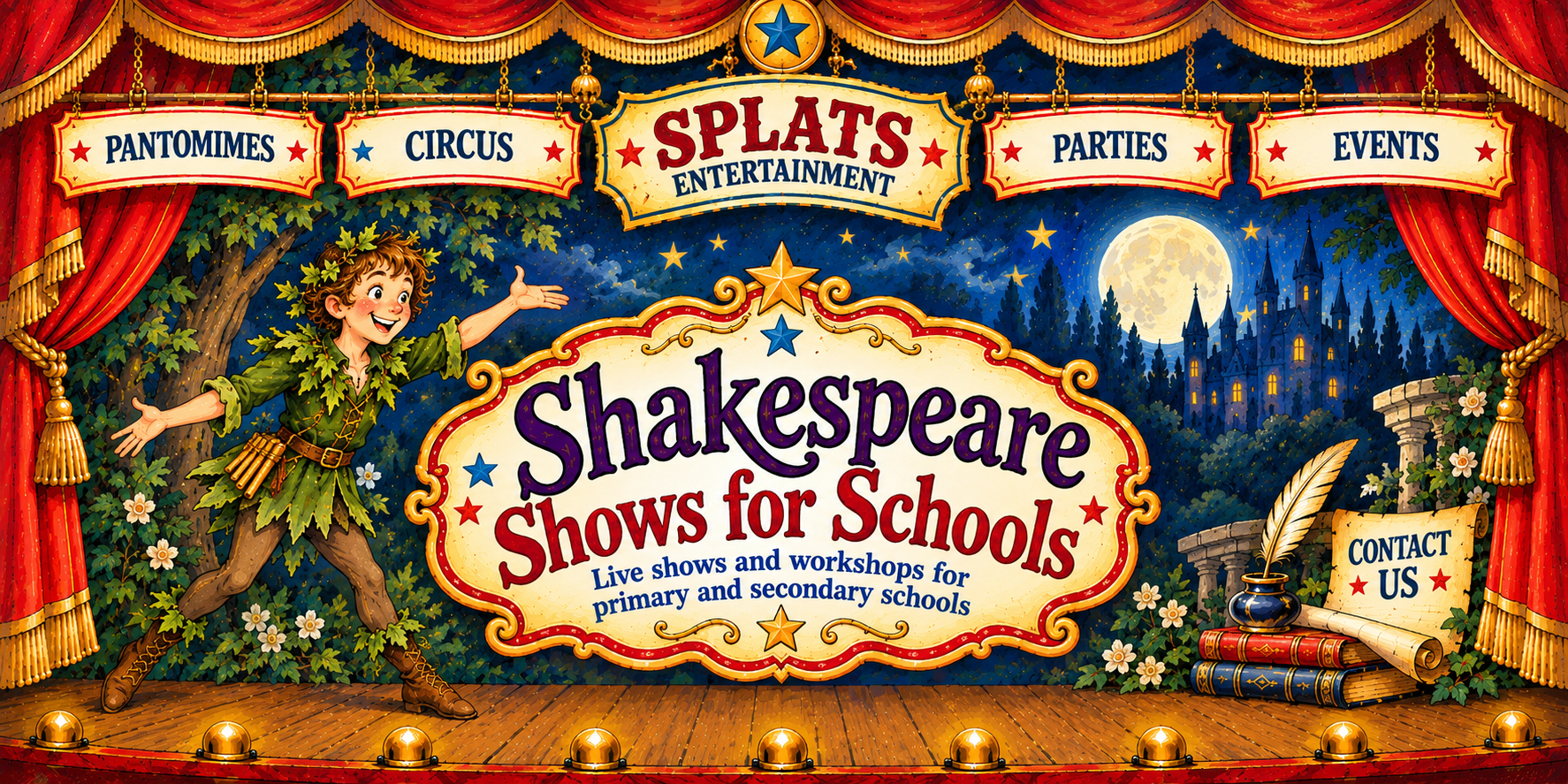 Shakespeare Shows — SPLATS hand-painted vintage theatre illustration